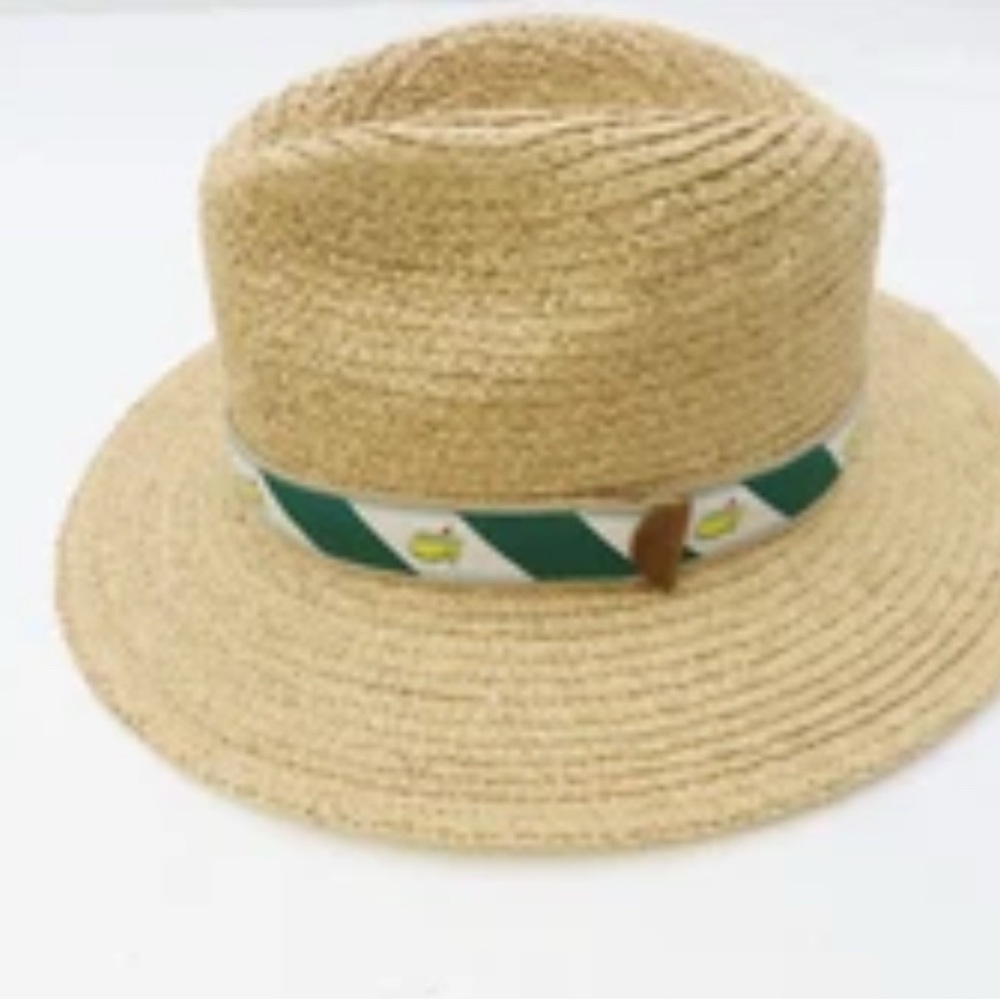 Men's Tan Straw Hat with Green Band